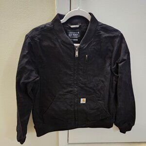 Carhartt Crawford Bomber Jacket Women's Medium M Black Canvas Classic Casual